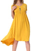 Sexy Yellow Short Sleeve High Low Pleated Casual Swing Dress